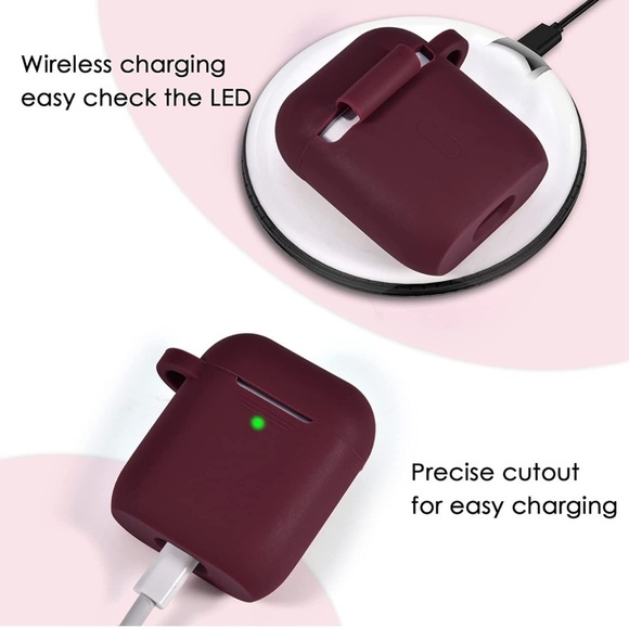 Burgundy Pompom AirPods Holder and Keychain, NWT - Picture 6 of 8